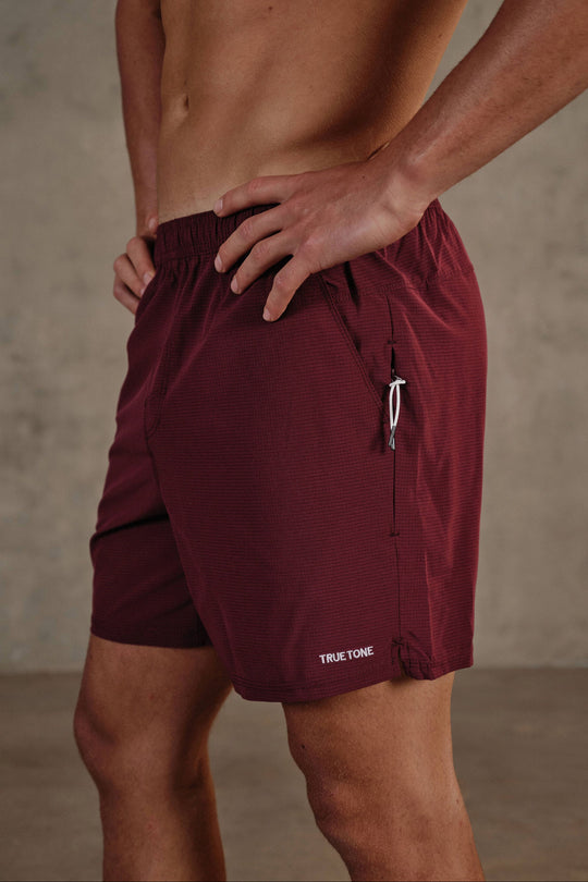 Performance Tan-Through Short - Burgundy
